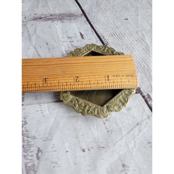 Vintage Solid Brass Trinket Tray Change Dish Floral Design READ - Picture 2 of 6